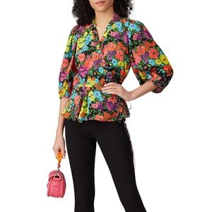 Les Reveries Puff Sleeve Wrap Top (EUC)
